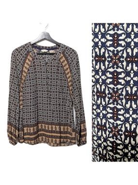 Anthropologie 11.1.TYLHO Mosaic Tile Peasant Popover Top S